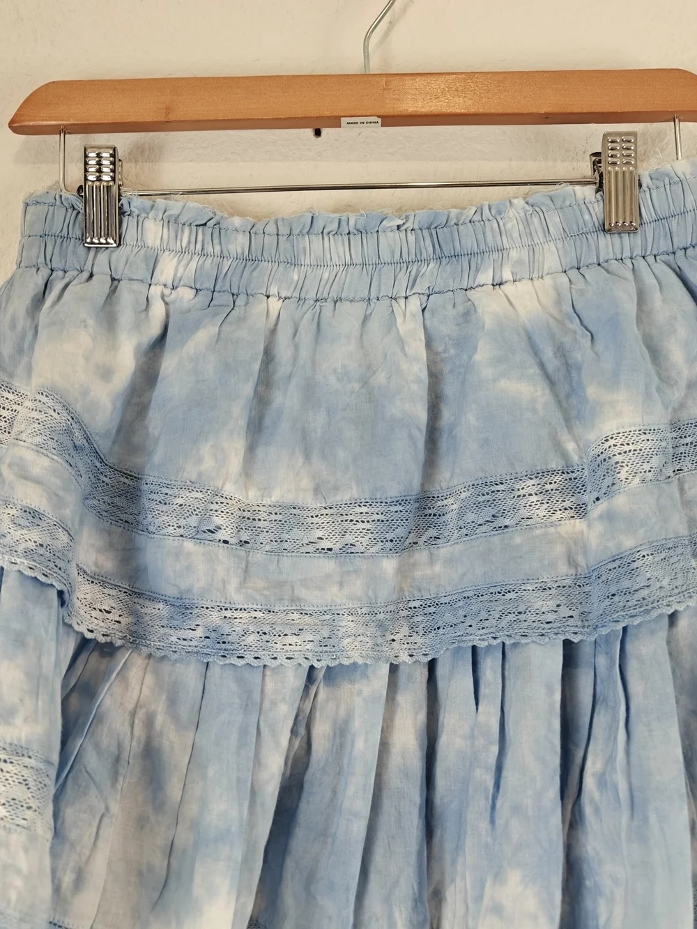 LoveShackFancy Pacific Indigo Hand-Dye Ruffle Mini Skirt Cottagecore Boho Tiered